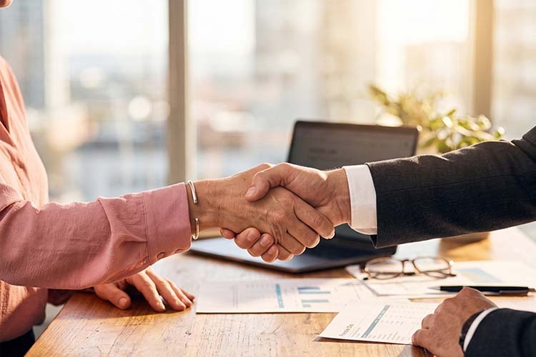 Professional Business Handshake Deal in Office Meeting