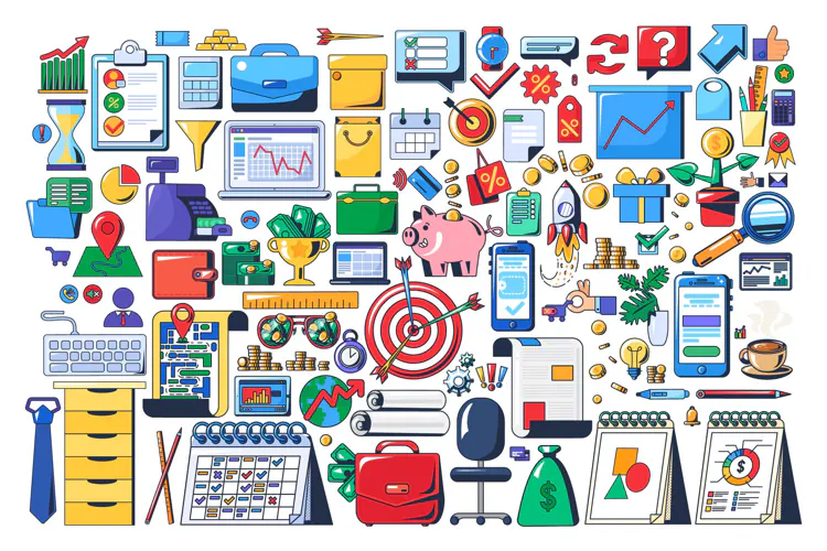 Business Clipart - 100 Finance and Office Elements