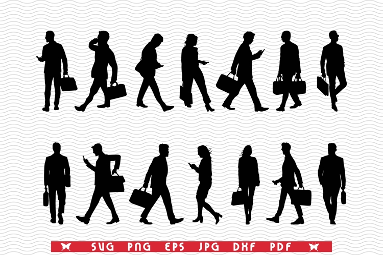 SVG Businessman, Black Silhouettes
