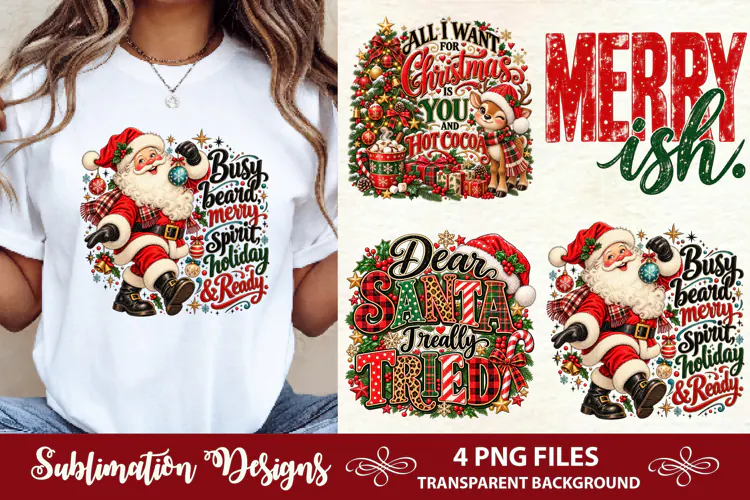 Busy Beard Merry Spirit Holiday Ready Santa Christmas