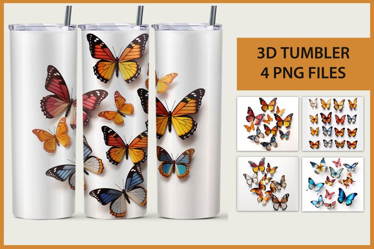 Butterfly 3d sublimation tumbler wrap, tumbler wrap bundle