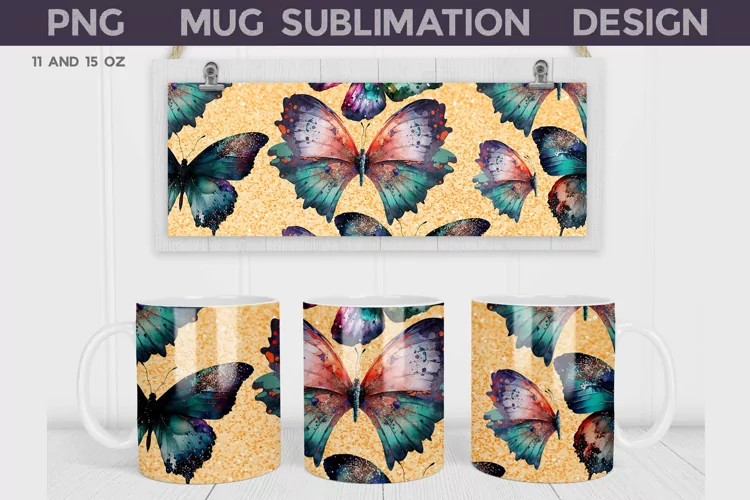 Butterfly Mug Sublimation | Butterflies Mug Wrap