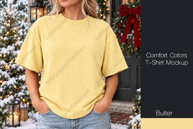 Comfort Colors 1717 t-shirt mockup - Butter Color example image 1