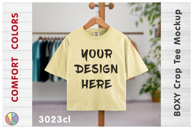Comfort Colors 3023CL Butter Boxy Crop T-Shirt Mockup.