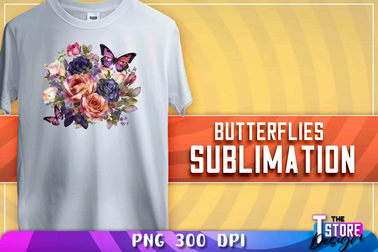 Butterflies Sublimation | T-Shirt Design | Butterflies PNG