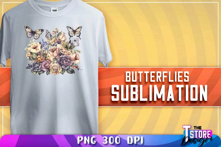 Butterflies Sublimation | T-Shirt Design | Butterflies PNG