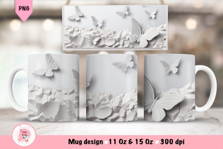 Butterfly 3D Mug Wrap For 11 oz and 15 oz
