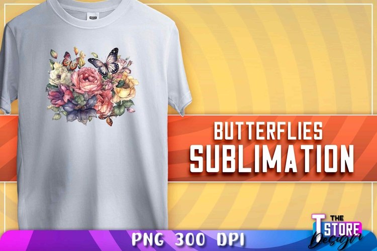 Butterflies Sublimation | T-Shirt Design | Butterflies PNG