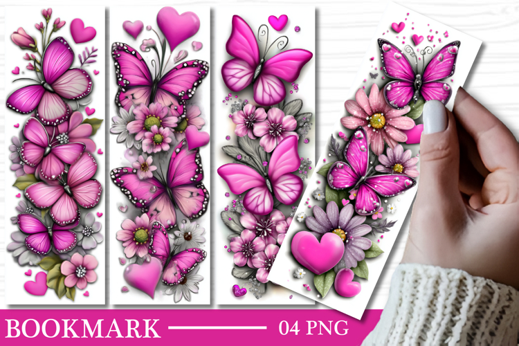 Butterflies Bookmark Design, Flowers Png