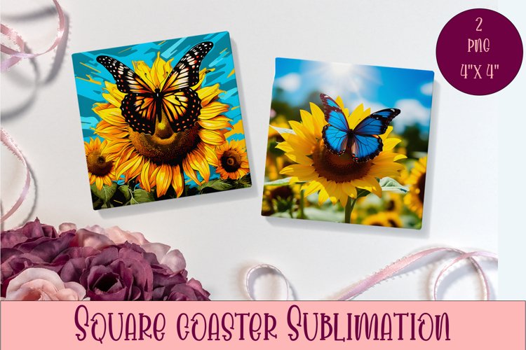 Cute Butterflies Coaster Sublimation | Square Coaster