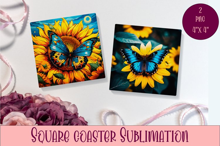 Cute Butterflies Coaster Sublimation | Square Coaster