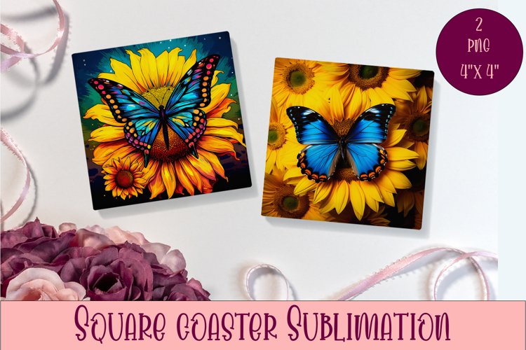 Cute Butterflies Coaster Sublimation | Square Coaster