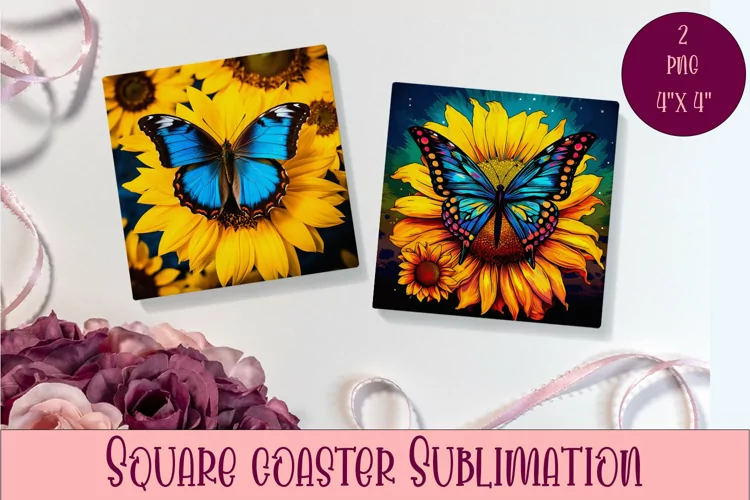 Cute Butterflies Coaster Sublimation | Square Coaster