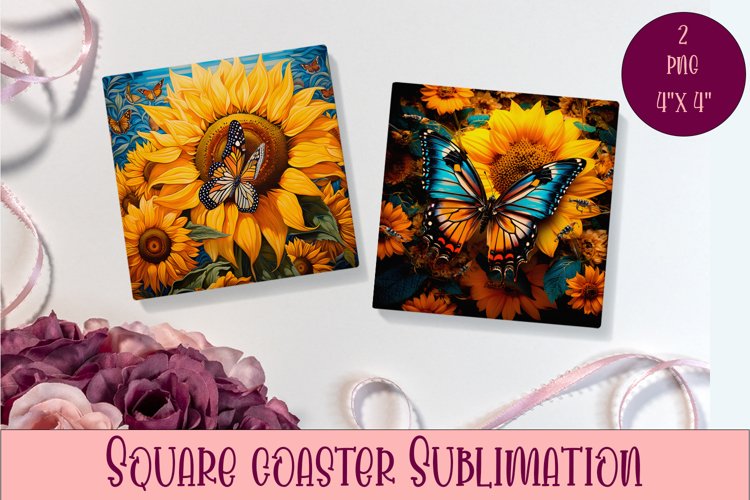 Cute Butterflies Coaster Sublimation | Square Coaster