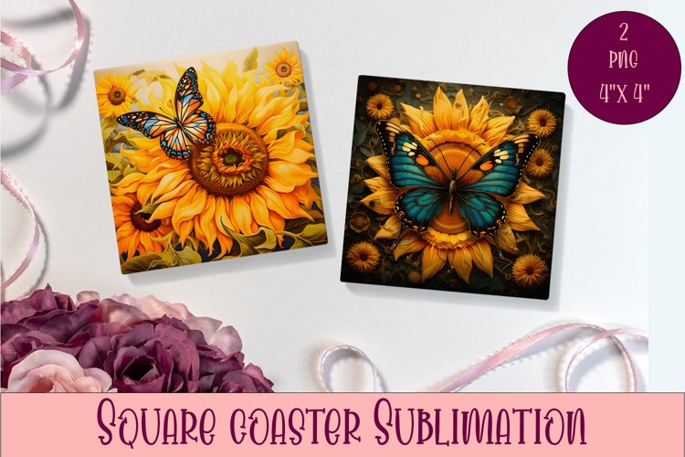 Cute Butterflies Coaster Sublimation | Square Coaster