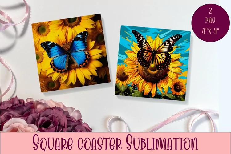 Cute Butterflies Coaster Sublimation | Square Coaster