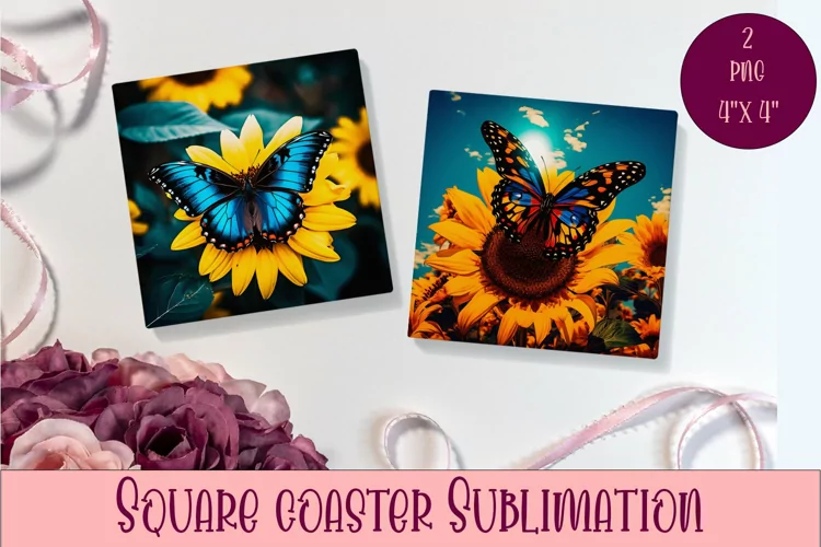 Cute Butterflies Coaster Sublimation | Square Coaster