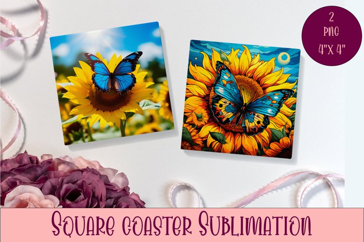 Cute Butterflies Coaster Sublimation | Square Coaster