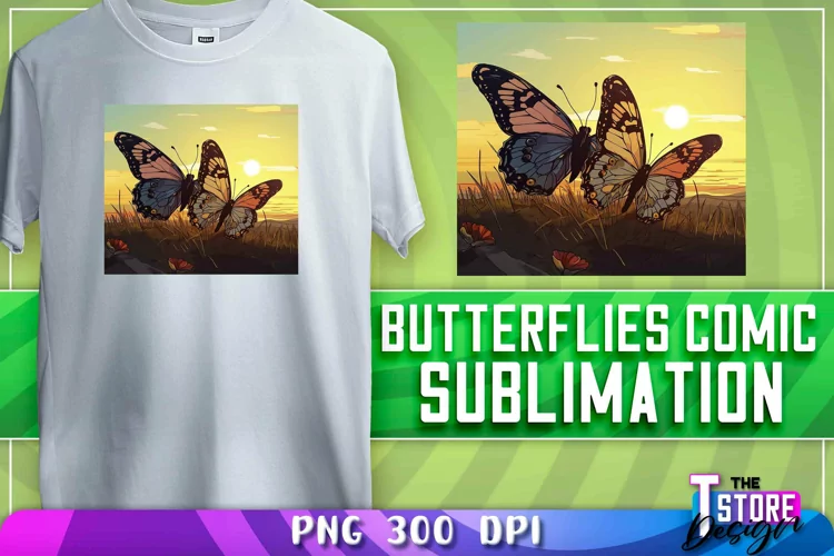 Butterflies Comic Sublimation | T-Shirt Design| PNG File