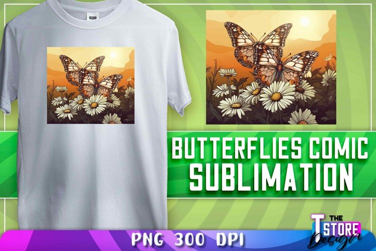 Butterflies Comic Sublimation | T-Shirt Design| PNG File