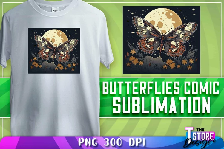 Butterflies Comic Sublimation | T-Shirt Design| PNG File