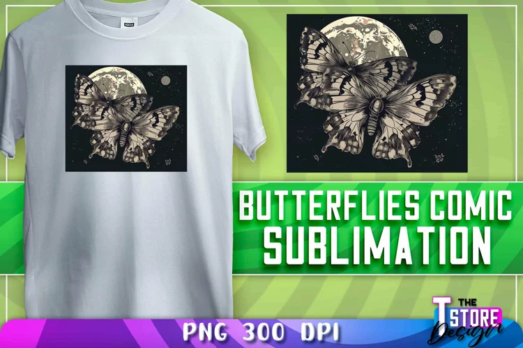 Butterflies Comic Sublimation | T-Shirt Design| PNG File