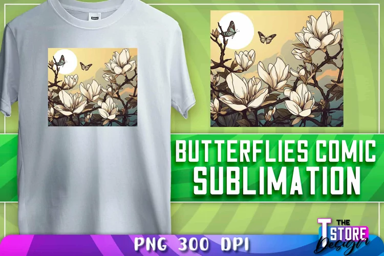 Butterflies Comic Sublimation | T-Shirt Design| PNG File