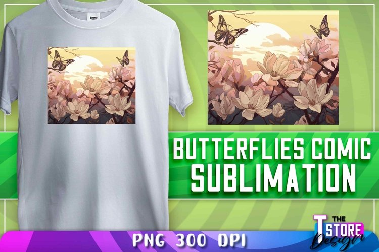 Butterflies Comic Sublimation | T-Shirt Design| PNG File