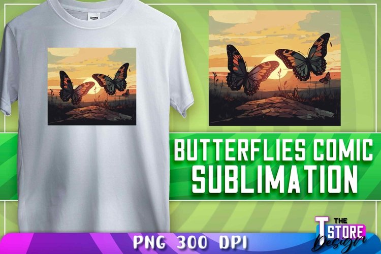 Butterflies Comic Sublimation | T-Shirt Design| PNG File