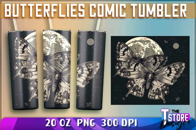 Butterflies Comic Tumblers Wrap 20 oz | PNG Sublimation