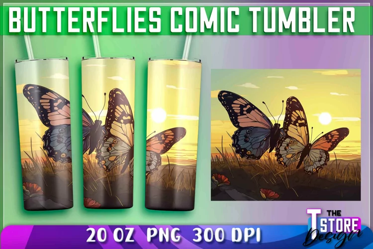 Butterflies Comic Tumblers Wrap 20 oz | PNG Sublimation