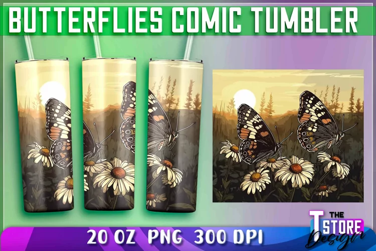 Butterflies Comic Tumblers Wrap 20 oz | PNG Sublimation