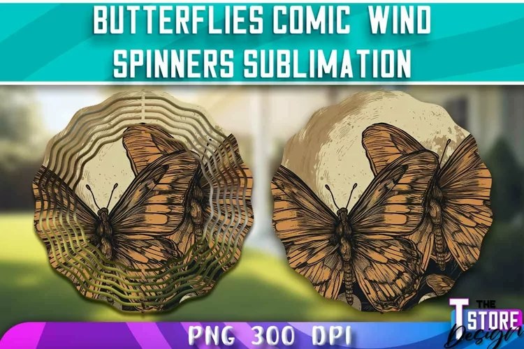 Butterflies Comic Wind Spinners Sublimation | PNG Design