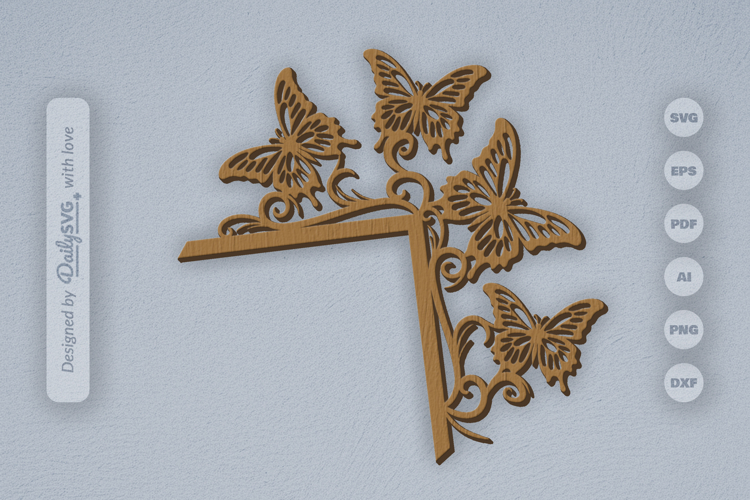 Butterfly Door Corner Laser Cut SVG