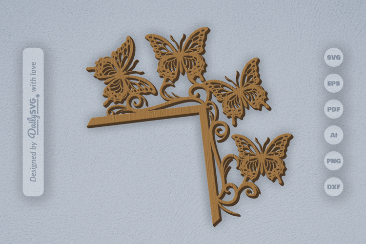 Butterfly Door Corner Laser Cut SVG
