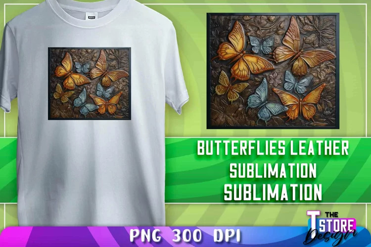 Butterflies Leather Sublimation | T-Shirt Design