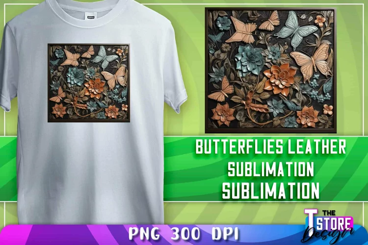 Butterflies Leather Sublimation | T-Shirt Design