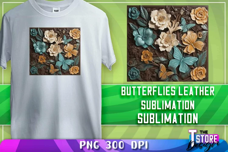 Butterflies Leather Sublimation | T-Shirt Design