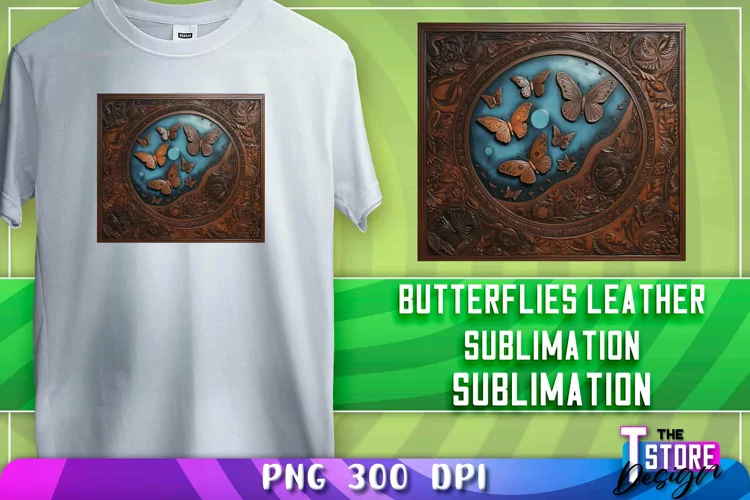 Butterflies Leather Sublimation | T-Shirt Design