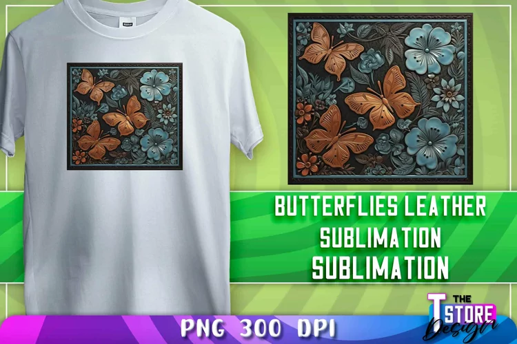 Butterflies Leather Sublimation | T-Shirt Design