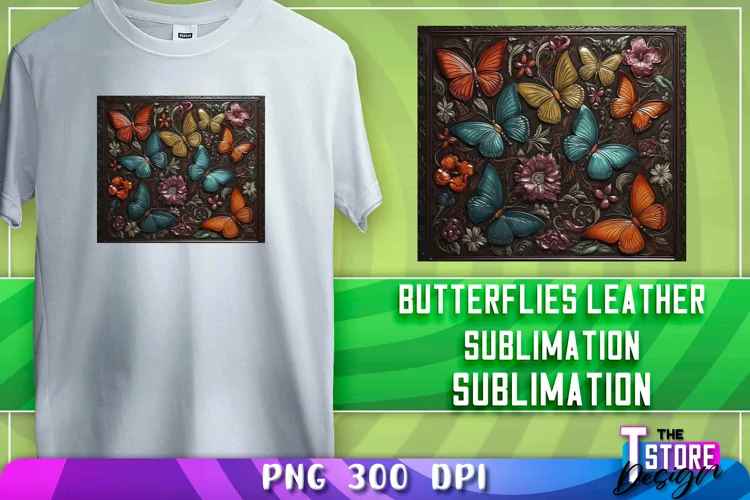 Butterflies Leather Sublimation | T-Shirt Design