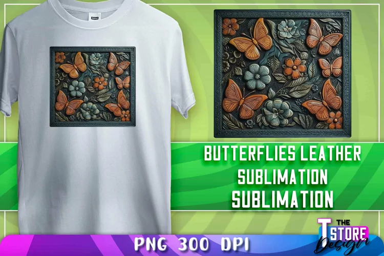 Butterflies Leather Sublimation | T-Shirt Design