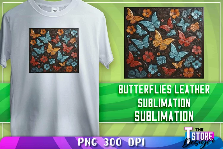Butterflies Leather Sublimation | T-Shirt Design