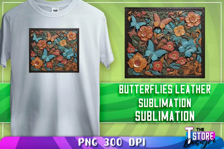 Butterflies Leather Sublimation | T-Shirt Design
