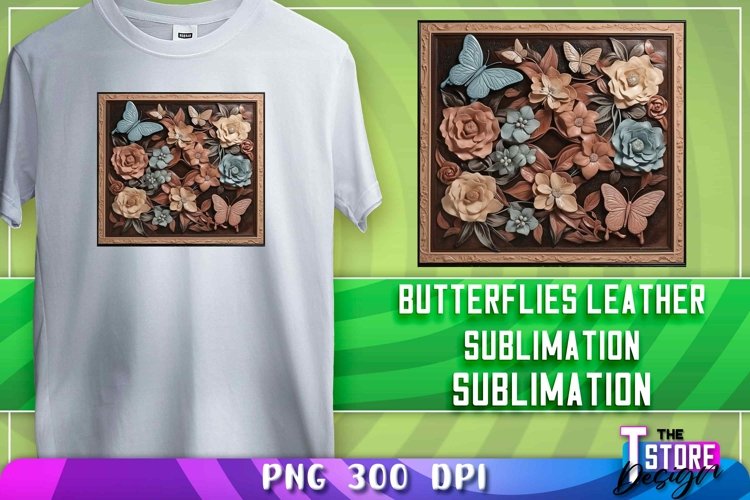 Butterflies Leather Sublimation | T-Shirt Design
