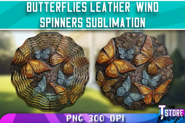 Butterflies Leather Wind Spinners Sublimation | PNG Design