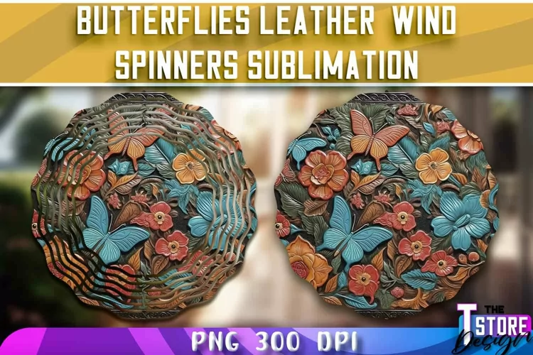 Butterflies Leather Wind Spinners Sublimation | PNG Design
