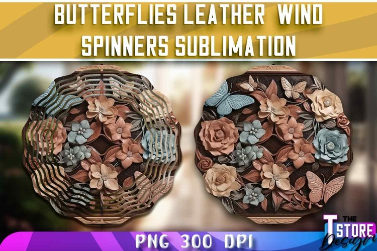 Butterflies Leather Wind Spinners Sublimation | PNG Design