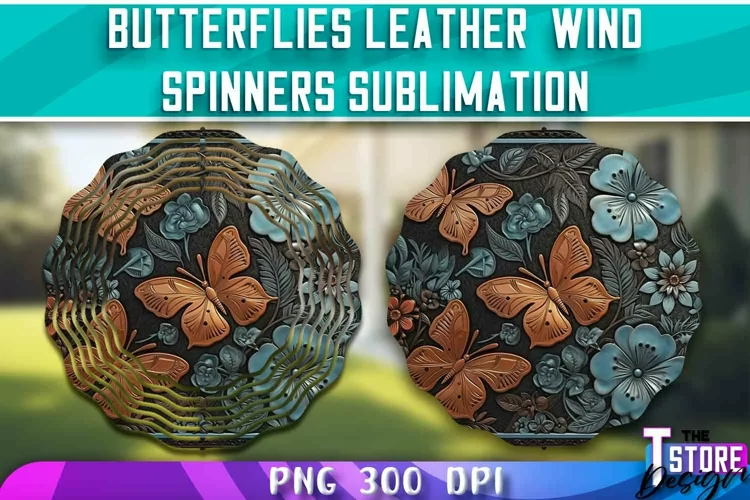 Butterflies Leather Wind Spinners Sublimation | PNG Design