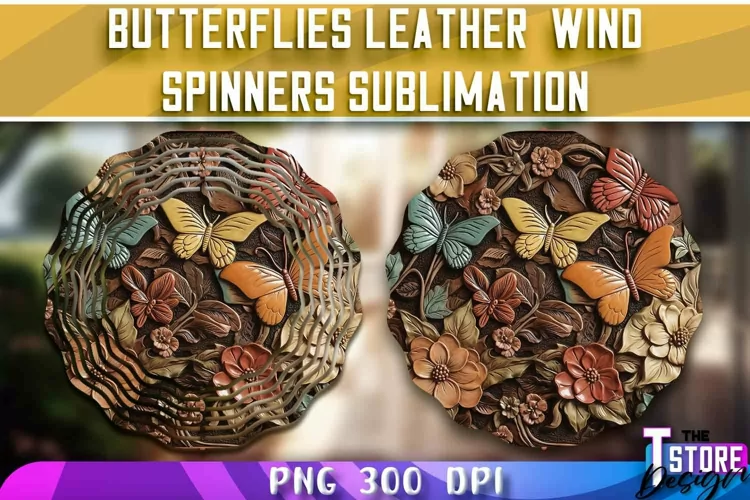 Butterflies Leather Wind Spinners Sublimation | PNG Design